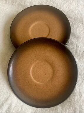 6 Vintage Heath Ceramics MCM Coupe Plates Pumpkin Nutmeg Edith Heath RARE